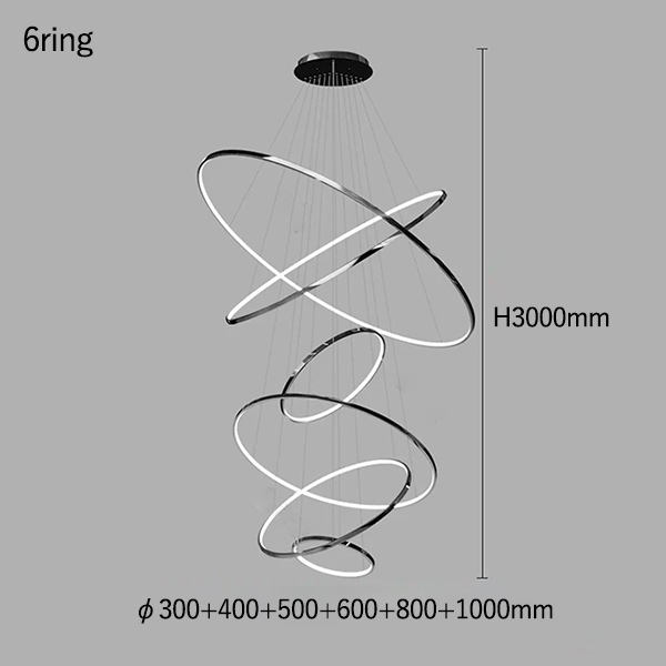 フープ照明　シーリングペンダントライト　ブラック　3～8ring（φ200～1200mm）