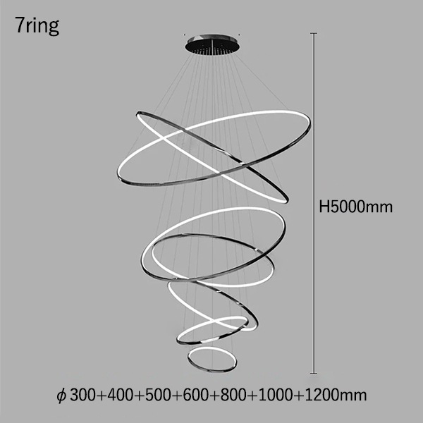 フープ照明　シーリングペンダントライト　ブラック　3～8ring（φ200～1200mm）