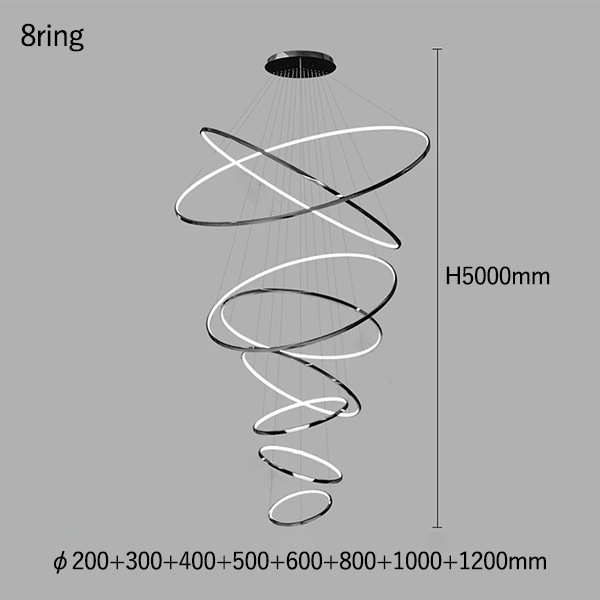 フープ照明　シーリングペンダントライト　ブラック　3～8ring（φ200～1200mm）
