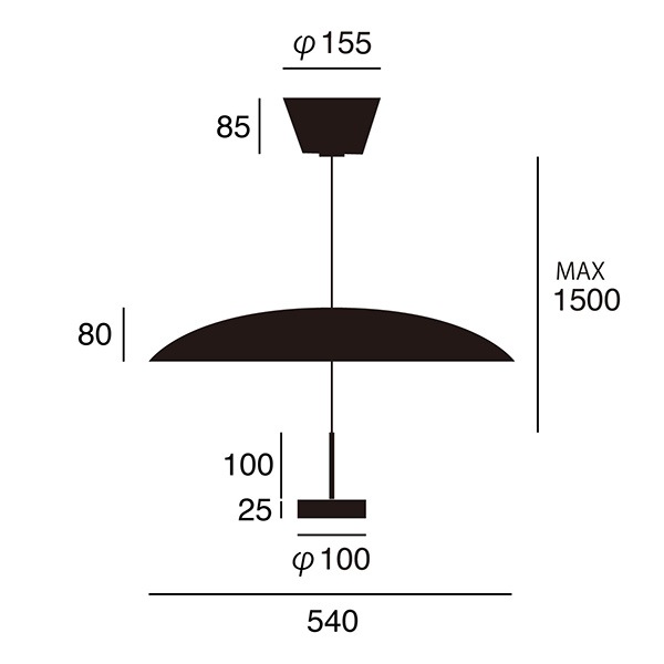 コアLEDシェードペンダントライト「Core LED-shade pendant light」1灯・ブラック／ホワイト（φ540mm）