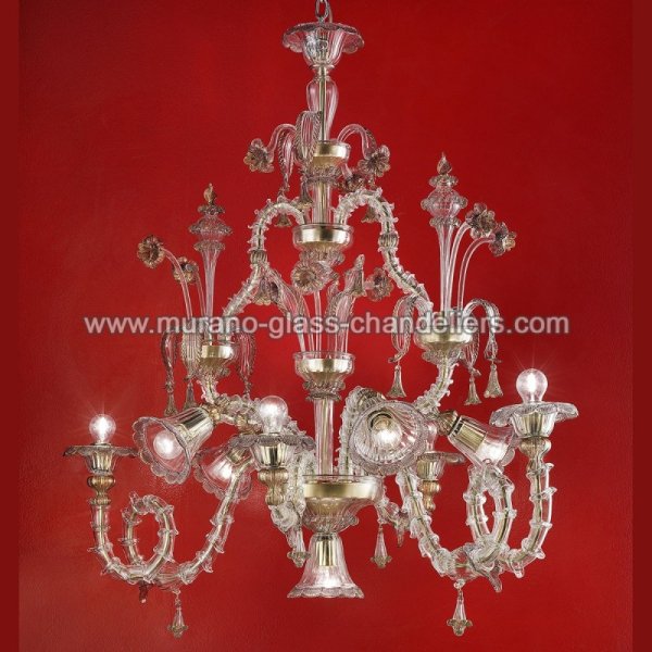 【MURANO GLASS CHANDELIERS】イタリア・ヴェネチアンガラスシャンデリア9灯「AGENORE」（W1150×D750×H950mm）