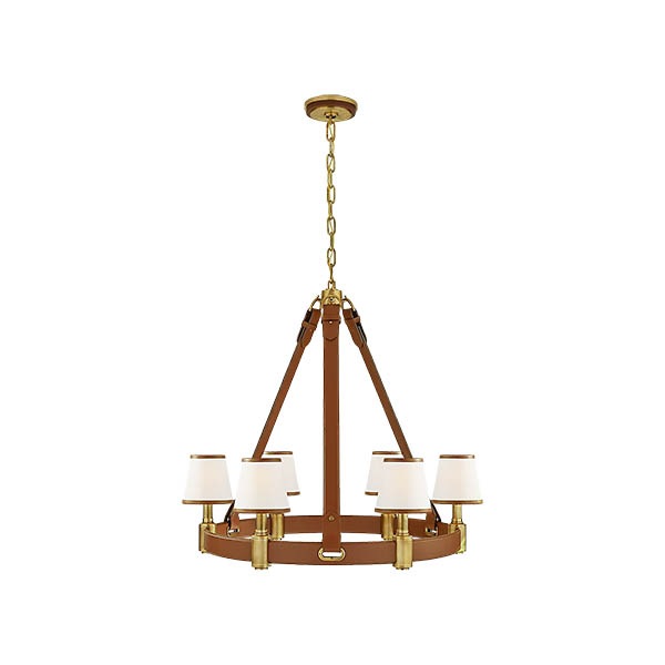 【Visual Comfort】アメリカ・デザイン照明 ペンダントライト「Riley Medium Ring Chandelier」6灯　ナチュラル・ゴールド（W914×H813mm）