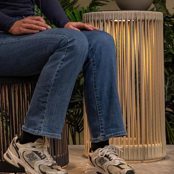 【LUCIDE】ベルギー インドア/アウトドア充電式フロアライト「PINGI」Black(φ335×H365mm)