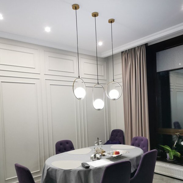 【リーズナブル】ガラスボールデザインペンダントライト 1灯 ゴールド／ブラック