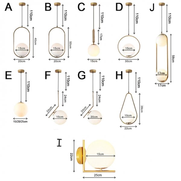 【リーズナブル】ガラスボールデザインペンダントライト 1灯 ゴールド／ブラック