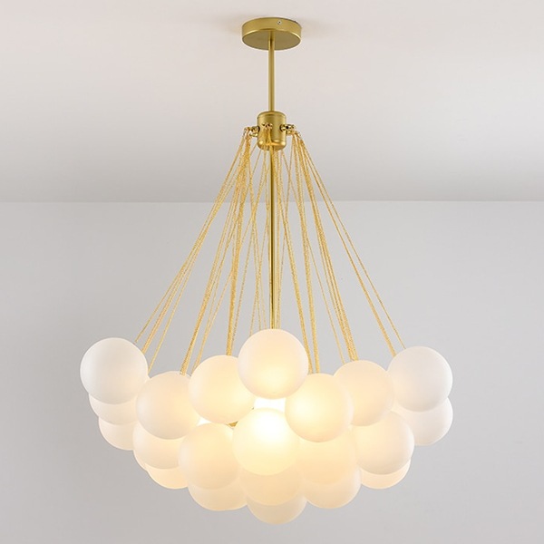 インテリア照明 シャンデリア ガラス玉 ゴールド／ブラック 3灯（W400