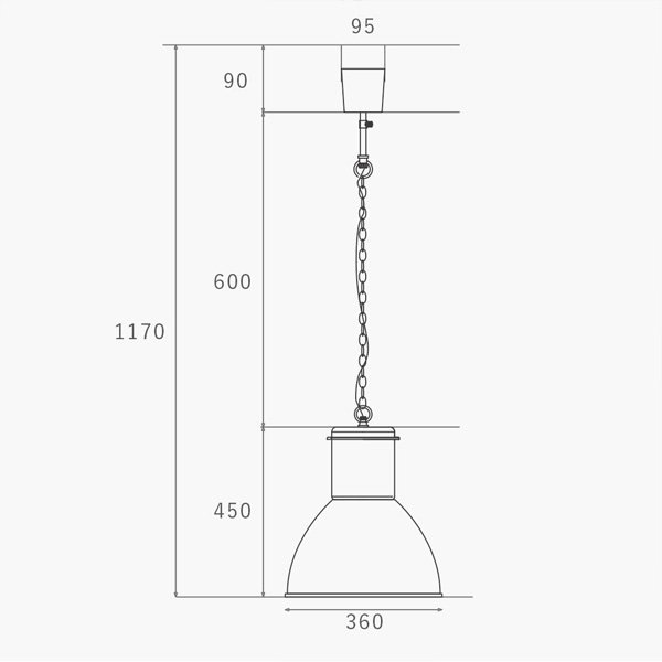【HERMOSA】ペンダントライト「HUNT LAMP」1灯・BK（W360×H450mm）