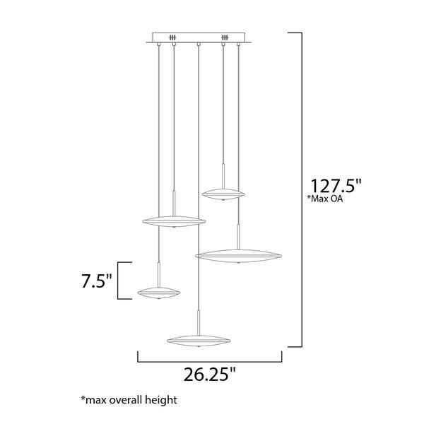 【ET2】アメリカ・シーリングペンダントライト「CYMBALS」5灯（W670×L690×H190-3240mm）