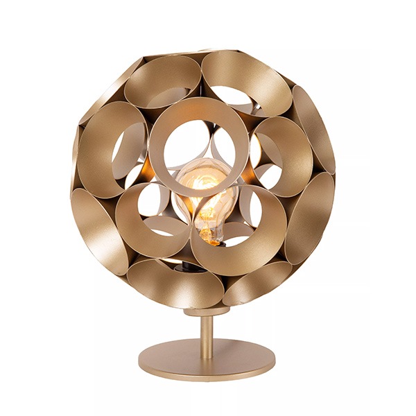 【LUCIDE】ベルギー デザイン照明 テーブルライト「HANNELORE」Gold（φ250×H292mm）