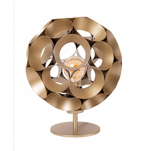 【LUCIDE】ベルギー デザイン照明 テーブルライト「HANNELORE」Gold（φ250×H292mm）