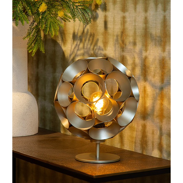 【LUCIDE】ベルギー デザイン照明 テーブルライト「HANNELORE」Gold（φ250×H292mm）