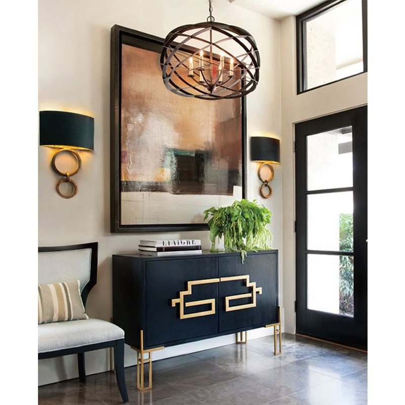 【CURREY】アメリカ・ウォールライト 1灯「Bolebrook」ブラック×ゴールド（W431×D101×H673mm）