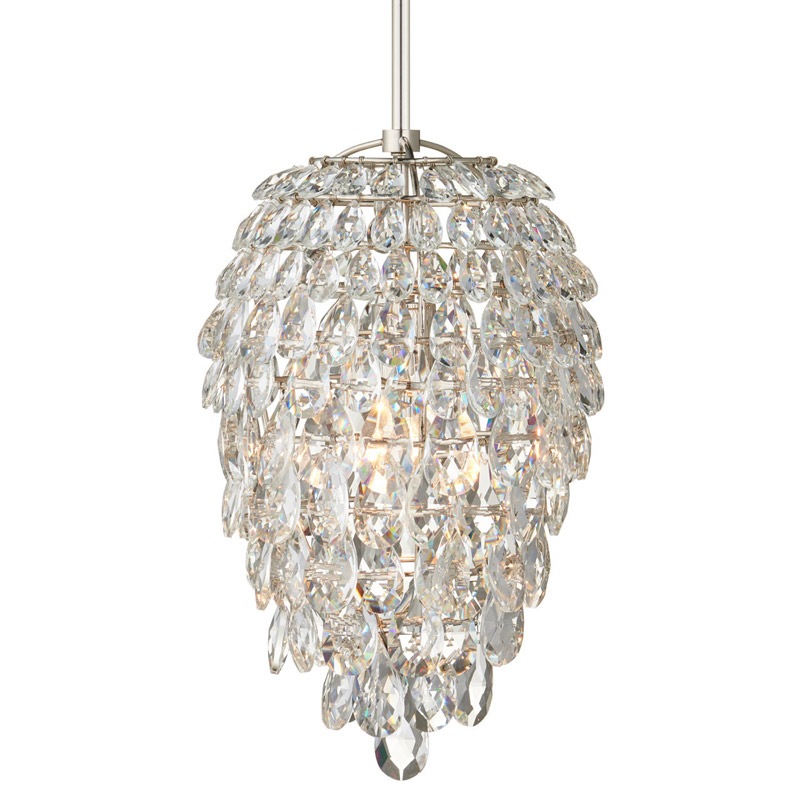 【CURREY】アメリカ・クリスタルペンダントライト 1灯「Aisling」シルバー（φ254×H533mm）