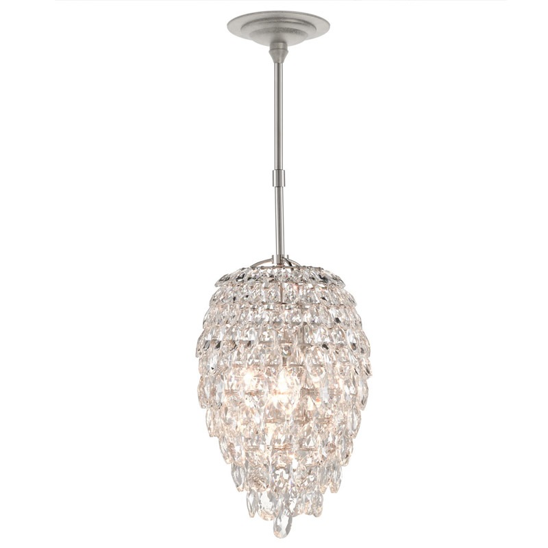 【CURREY】アメリカ・クリスタルペンダントライト 1灯「Aisling」シルバー（φ254×H533mm）