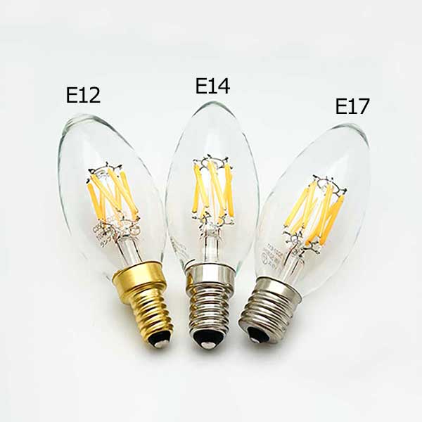 【国内メーカー】LEDフィラメント電球 シャンデリア球タイプ/3.5W(口金:E14)※調光対応