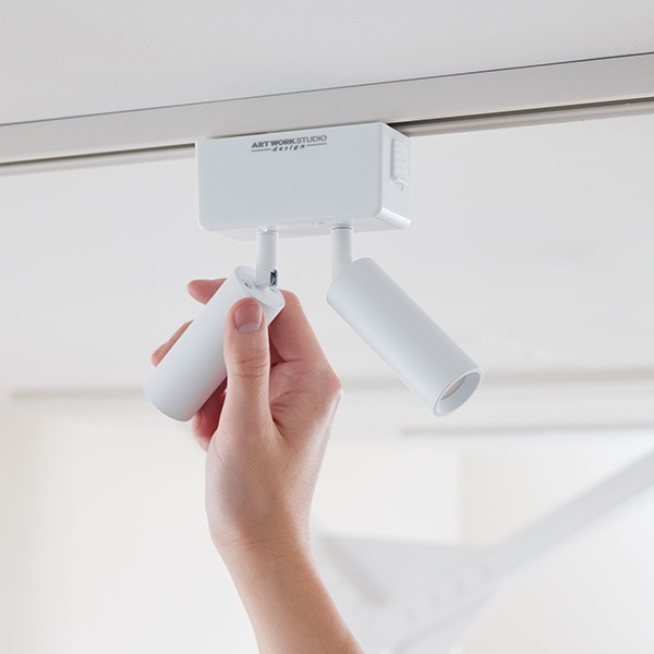 グリッドスリム2ダクトダウンライト「Grid slim 2-duct down light」2灯・ブラック/ホワイト(φ30×D80mm)