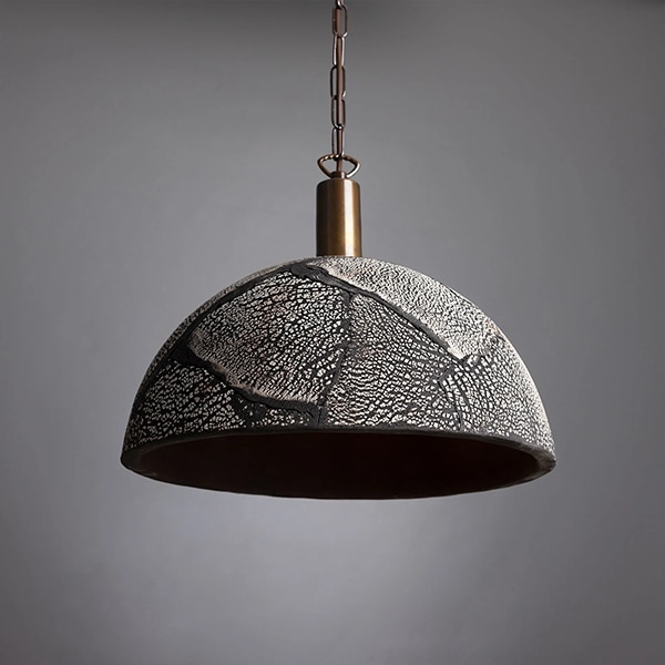 【Mullan】アイルランド「Kauri」オーガニックセラミックドームペンダントライト1灯・BLACK CLAY(W370mm)