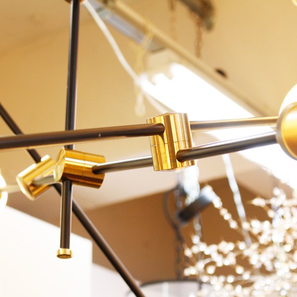 シーリングライト 6灯 スプートニクデザイン ブラック×ゴールド E26口金対応 シーリングライト 6灯 スプートニクデザイン ブラック×ゴールド E26