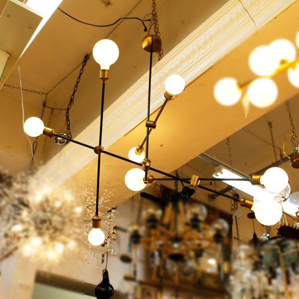 シーリングライト 6灯 スプートニクデザイン ブラック×ゴールド E26口金対応 デザインスプートニク照明 6灯／8灯／12灯・ゴールド＆ブラック (W1120