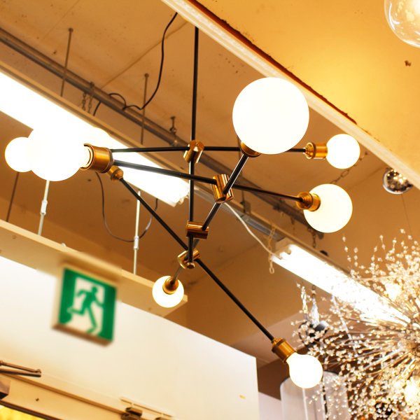 デザインスプートニク照明 6灯／8灯／12灯・ゴールド＆ブラック (W1120