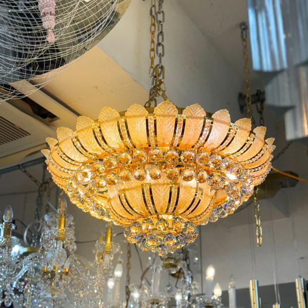 【LA LUCE】クリスタルシーリングシャンデリア 25灯 ゴールド(W800×H350mm)