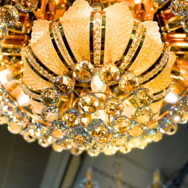 【LA LUCE】クリスタルシーリングシャンデリア 25灯 ゴールド(W800×H350mm)