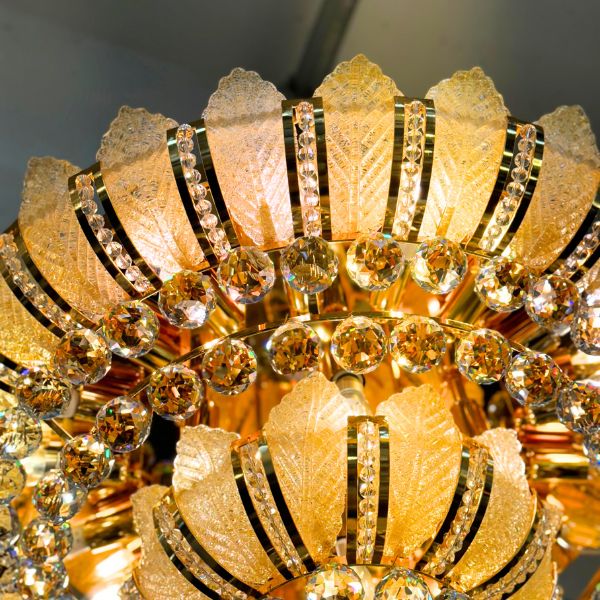 【LA LUCE】クリスタルシーリングシャンデリア 25灯 ゴールド(W800×H350mm)