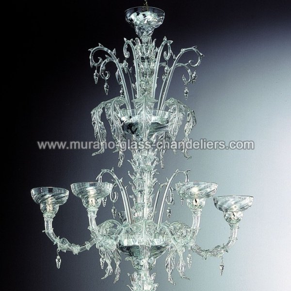 【MURANO GLASS CHANDELIERS】イタリア・ヴェネチアンガラスシャンデリア15灯「ALASKA」（W2000×H2200mm）