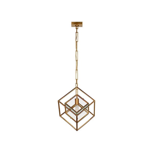 【Visual Comfort】アメリカ・デザイン照明 ペンダントライト「Cubed Medium Pendant」1灯　ゴールド（W368×H489mm）