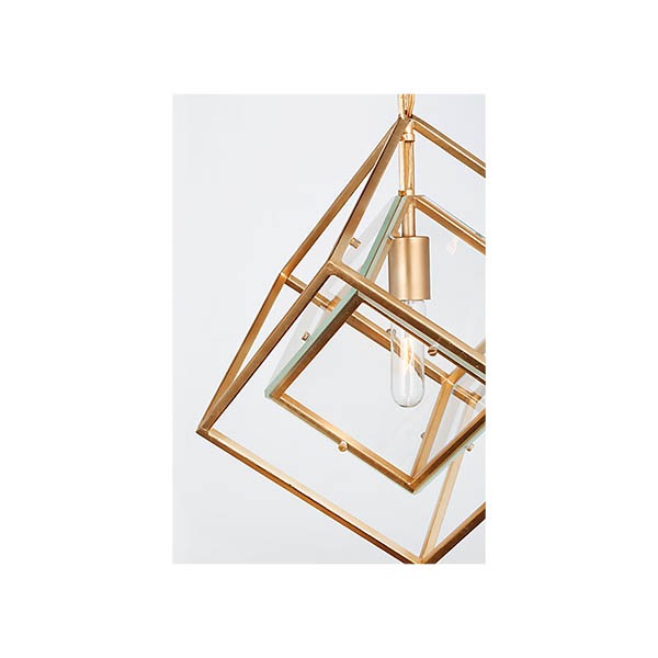 【Visual Comfort】アメリカ・デザイン照明 ペンダントライト「Cubed Medium Pendant」1灯　ゴールド（W368×H489mm）