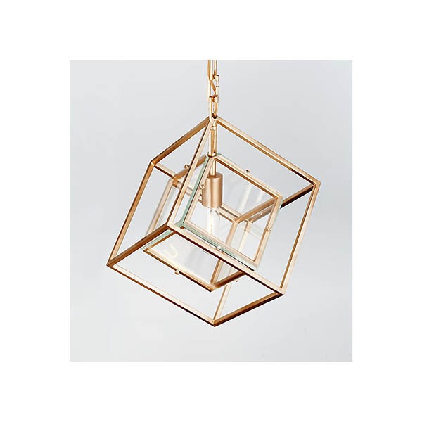 【Visual Comfort】アメリカ・デザイン照明 ペンダントライト「Cubed Medium Pendant」1灯　ゴールド（W368×H489mm）