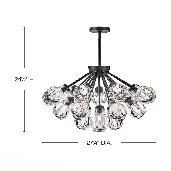 【HINKLEY】LEDコンバーチブルシャンデリアライト「Elise」19灯（W693×H388-1258mm）