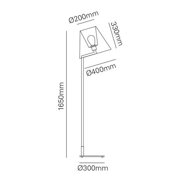 【MARETTI】オランダ・シェードフロアランプ「HEXAGON」1灯  GOLD（φ300×H1650mm）