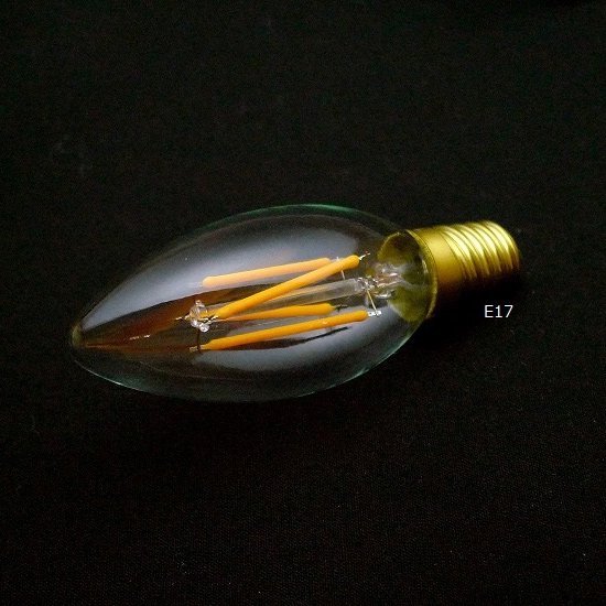 【在庫有！】【廃番商品】【国内メーカー】【プレミアム】LEDフィラメント電球　シャンデリア球／3.5W・2200K濃い電球色（口金：E12）※調光対応