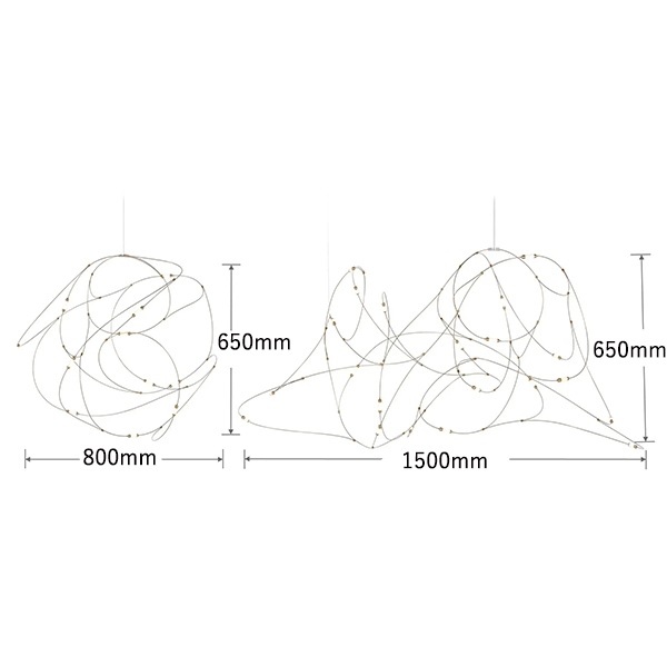 デザイン照明 LEDペンダントライト ゴールド/シルバー(W800/1200/1500×H650mm)