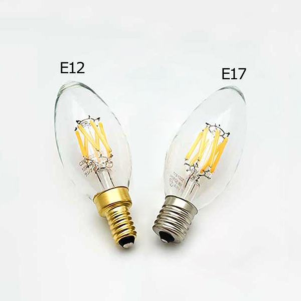 【国内メーカー】LEDフィラメント電球　シャンデリア球タイプ／3.5W（口金：E12）※調光対応