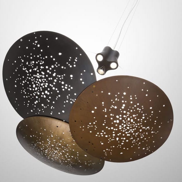 【Fabbian】イタリア デザイン照明 ペンダントライト 「LENS」マルチカラー（W1610mm）