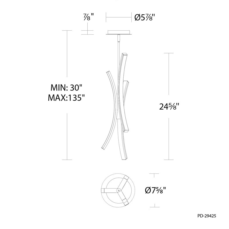 【WAC LIGHTING】アメリカ・LEDペンダントライト「Tusk」クローム(W190×H630mm)