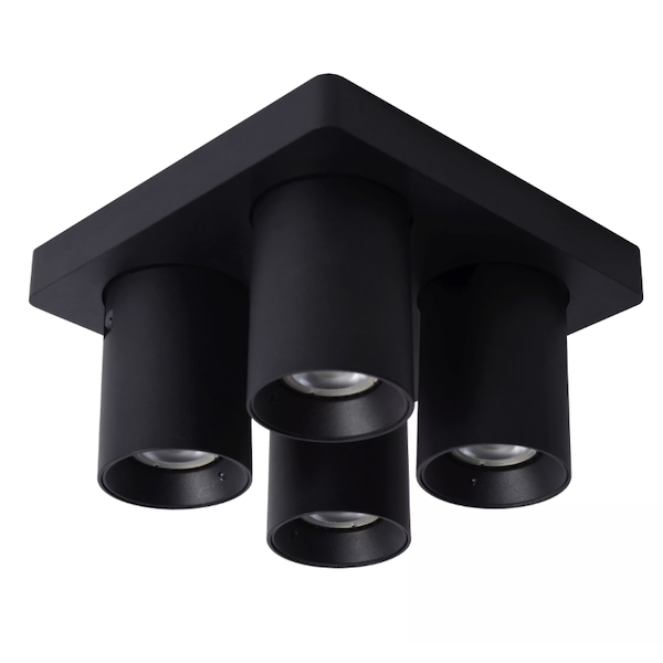 【LUCIDE】ベルギー デザイン照明 シーリングライト「NIGEL」Black 4灯（W200×D200×H115mm）