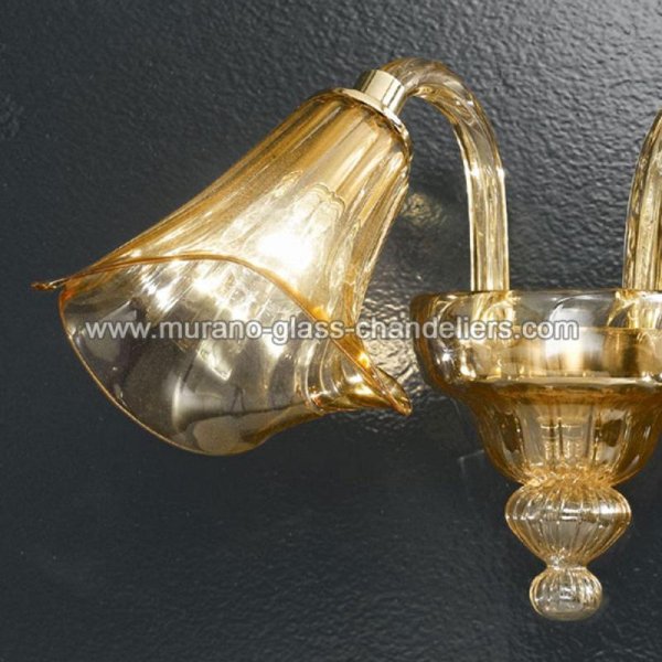【MURANO GLASS CHANDELIERS】イタリア・ヴェネチアンガラスウォールライト2灯「CORINNE」（W350×D400×H230mm）