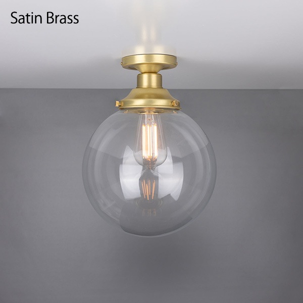 【Mullan】アイルランド「Riad Clear Glass Globe Flush Ceiling Light」ガラスシェードシーリングライト 1灯・6色(Φ250×H320mm)
