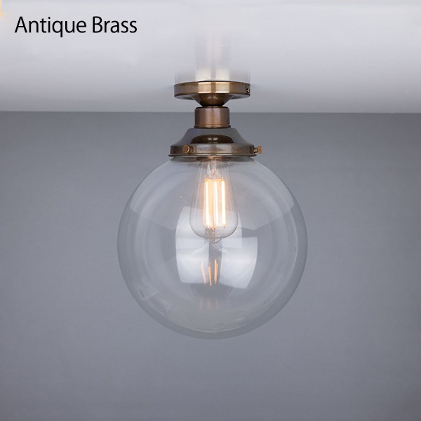 【Mullan】アイルランド「Riad Clear Glass Globe Flush Ceiling Light」ガラスシェードシーリングライト 1灯・6色(Φ250×H320mm)