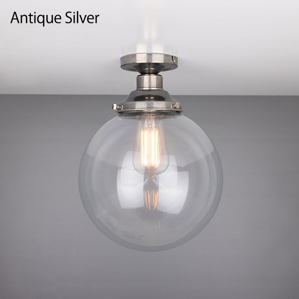 【Mullan】アイルランド「Riad Clear Glass Globe Flush Ceiling Light」ガラスシェードシーリングライト 1灯・6色(Φ250×H320mm)