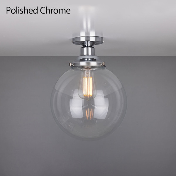 【Mullan】アイルランド「Riad Clear Glass Globe Flush Ceiling Light」ガラスシェードシーリングライト 1灯・6色(Φ250×H320mm)