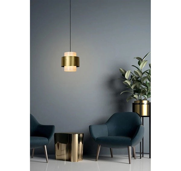 【LUCIDE】ベルギー ペンダントライト「FIRMIN」Gold 1灯（φ300×H1500mm）
