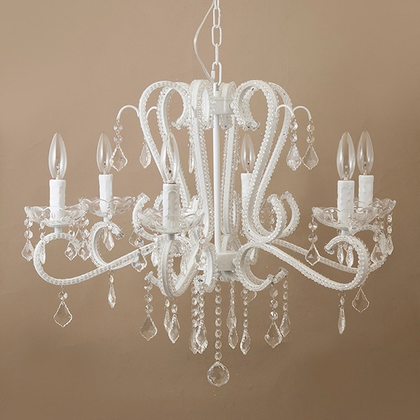 クリスタルシャンデリア 6灯「AVINA」ホワイト（φ700×H540mm） | EL JEWEL