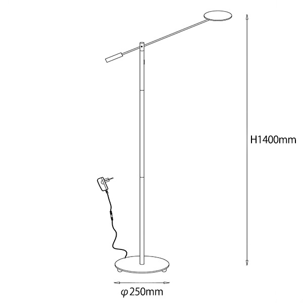 【LUCIDE】ベルギー フロアリーディングライト「ANSELMO」Black（φ250×H1400mm）