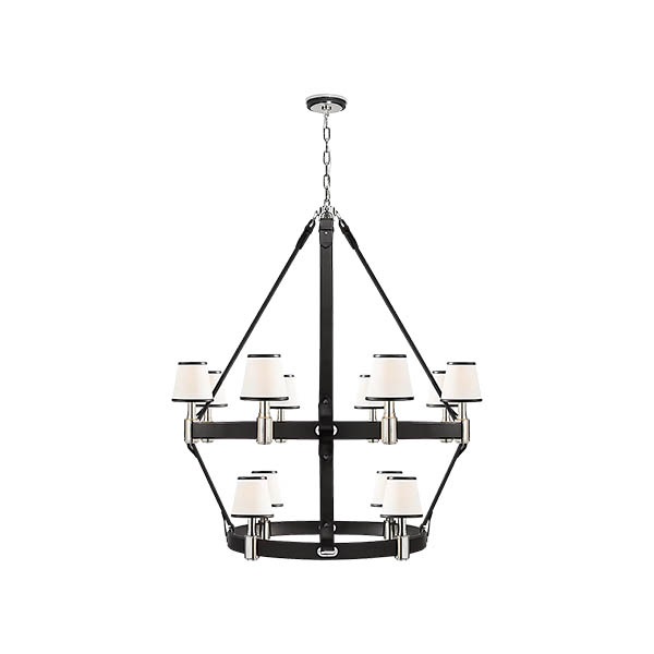 【Visual Comfort】アメリカ・デザイン照明 ペンダントライト「Riley Large Two Tier Chandelier」12灯　ブラウン・シルバー（W1143×H1372mm）