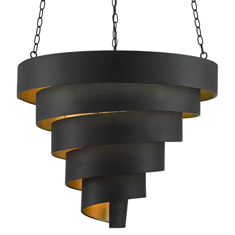【CURREY】アメリカ・ペンダントライト 7灯「Chiffonade」ブラック×ゴールド（φ762×H641mm）