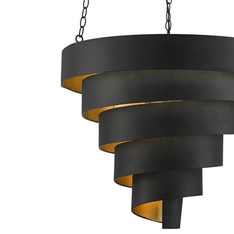 【CURREY】アメリカ・ペンダントライト 7灯「Chiffonade」ブラック×ゴールド（φ762×H641mm）